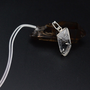 men raw quartz necklace