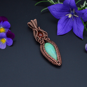 chrysoprase necklace wire wrapped in copper