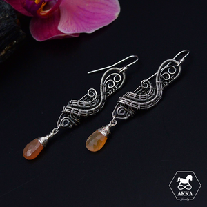 wire wrapped earrings, moonstone ire earrings